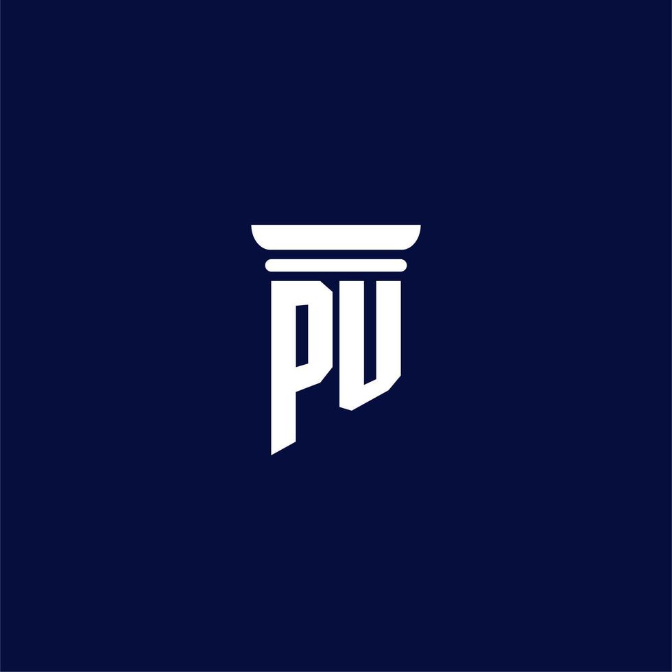 PU initial monogram logo design for law firm vector