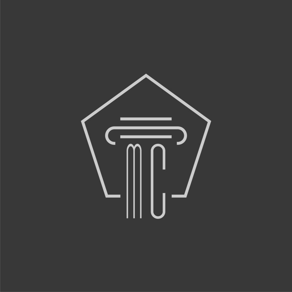 initial monogram MC with monoline pillar logo design vector