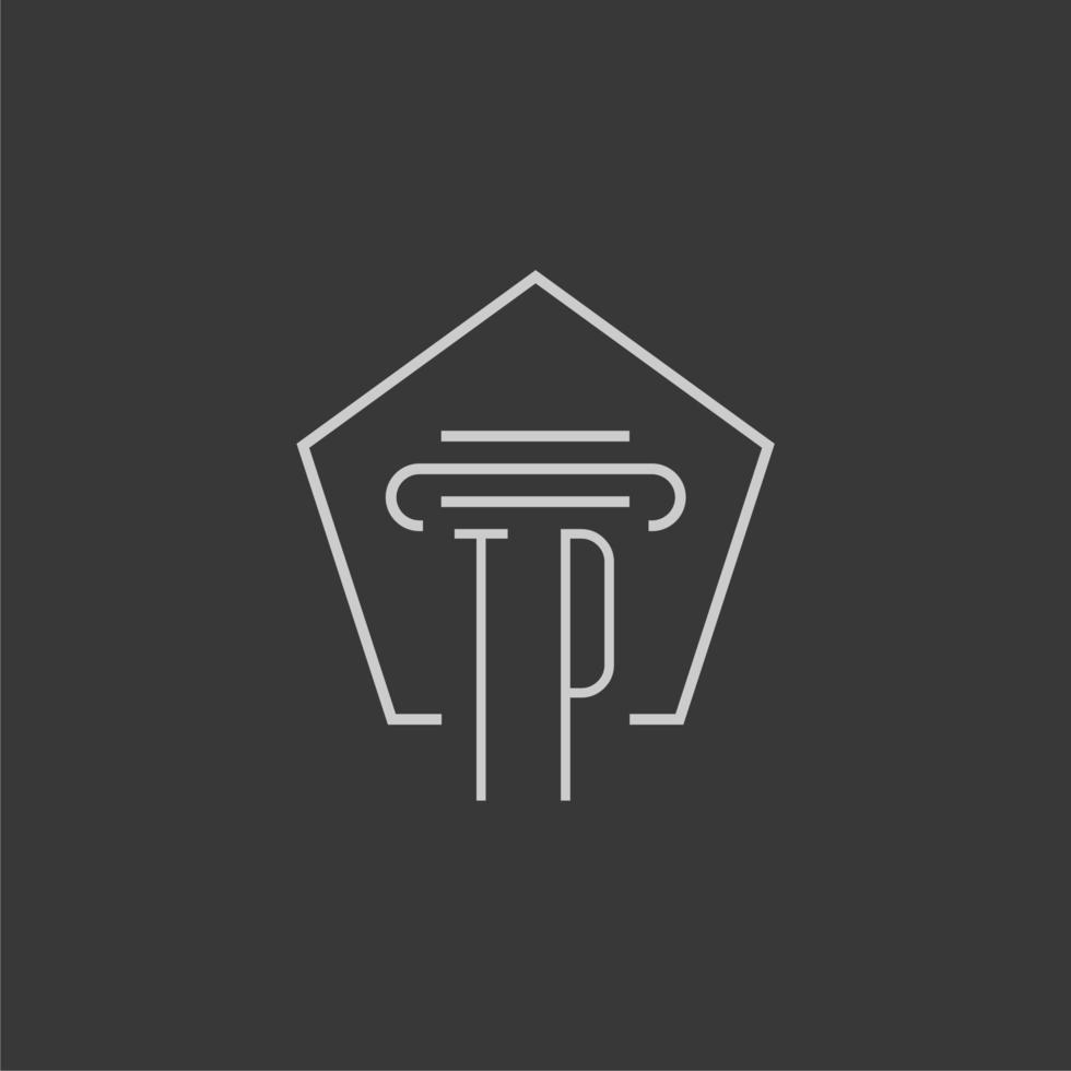 initial monogram TP with monoline pillar logo design vector