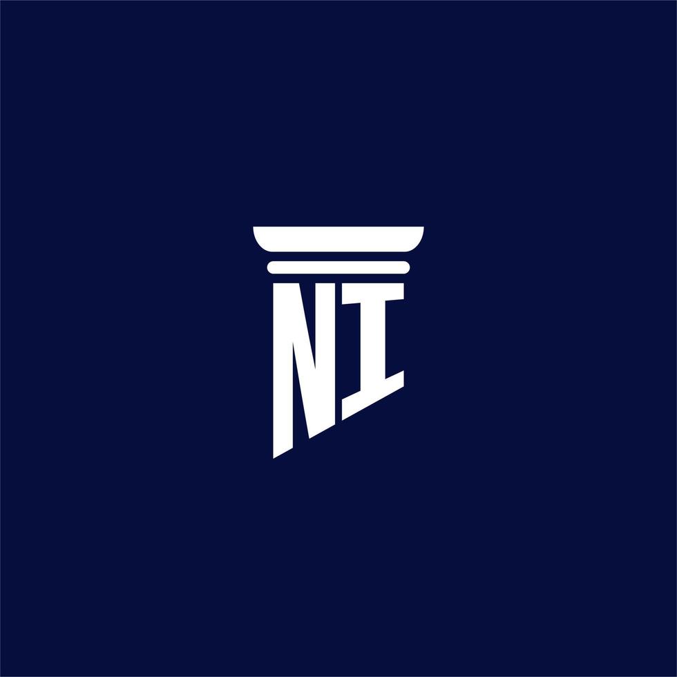 NI initial monogram logo design for law firm vector