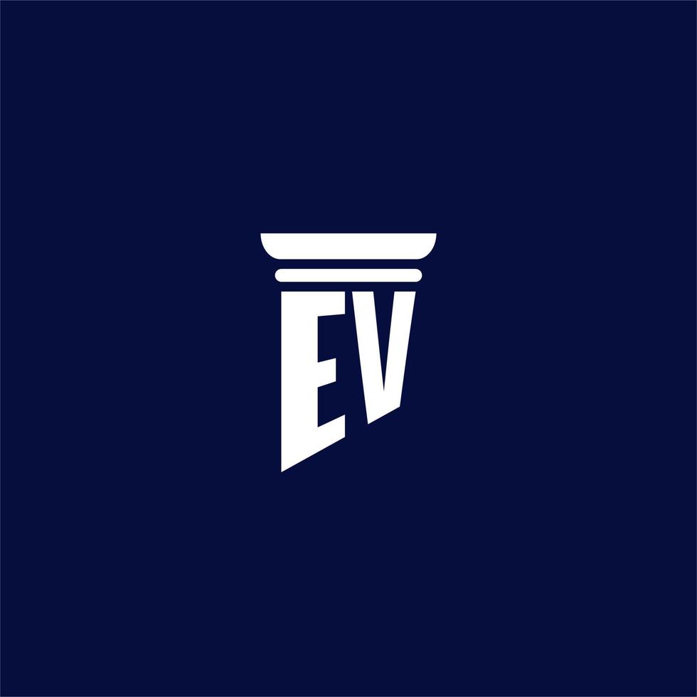 diseño de logotipo de monograma inicial ev para bufete de abogados vector