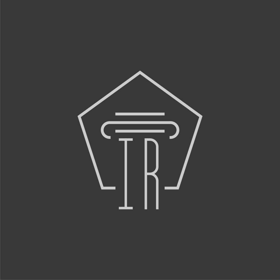 initial monogram IR with monoline pillar logo design vector