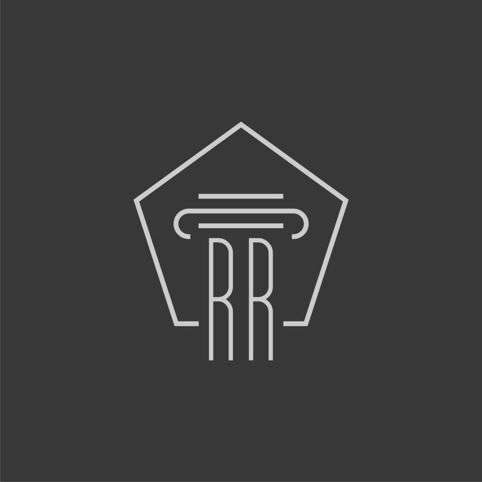 initial monogram RR with monoline pillar logo design vector