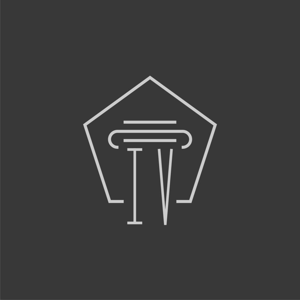 initial monogram IV with monoline pillar logo design vector