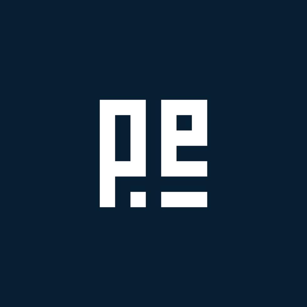 PE initial monogram logo with geometric style vector