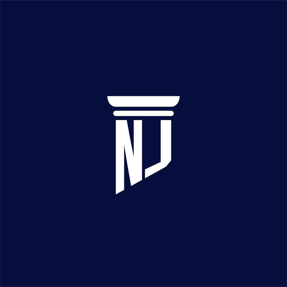 NJ initial monogram logo design for law firm vector
