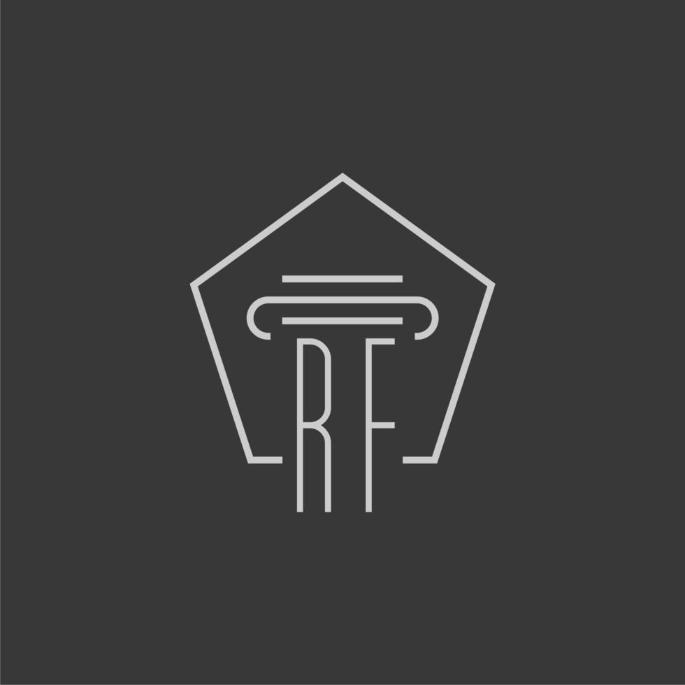 initial monogram RF with monoline pillar logo design vector