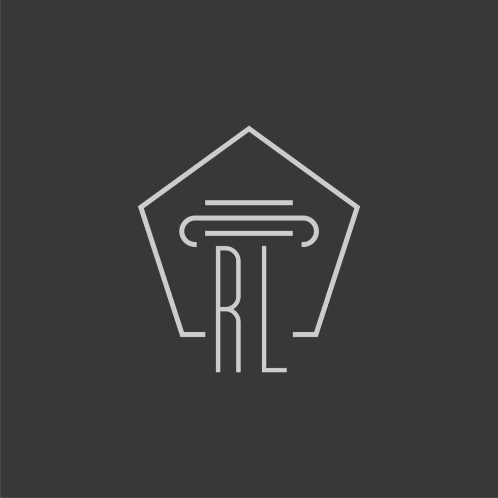initial monogram RL with monoline pillar logo design vector