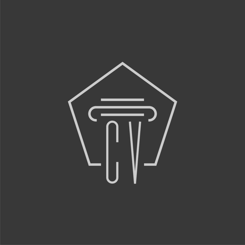 initial monogram CV with monoline pillar logo design vector
