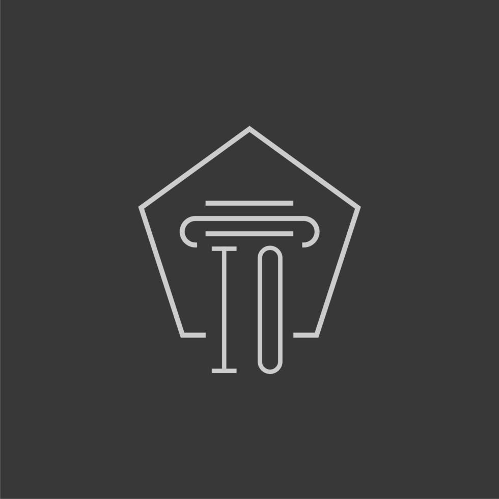 initial monogram IO with monoline pillar logo design vector