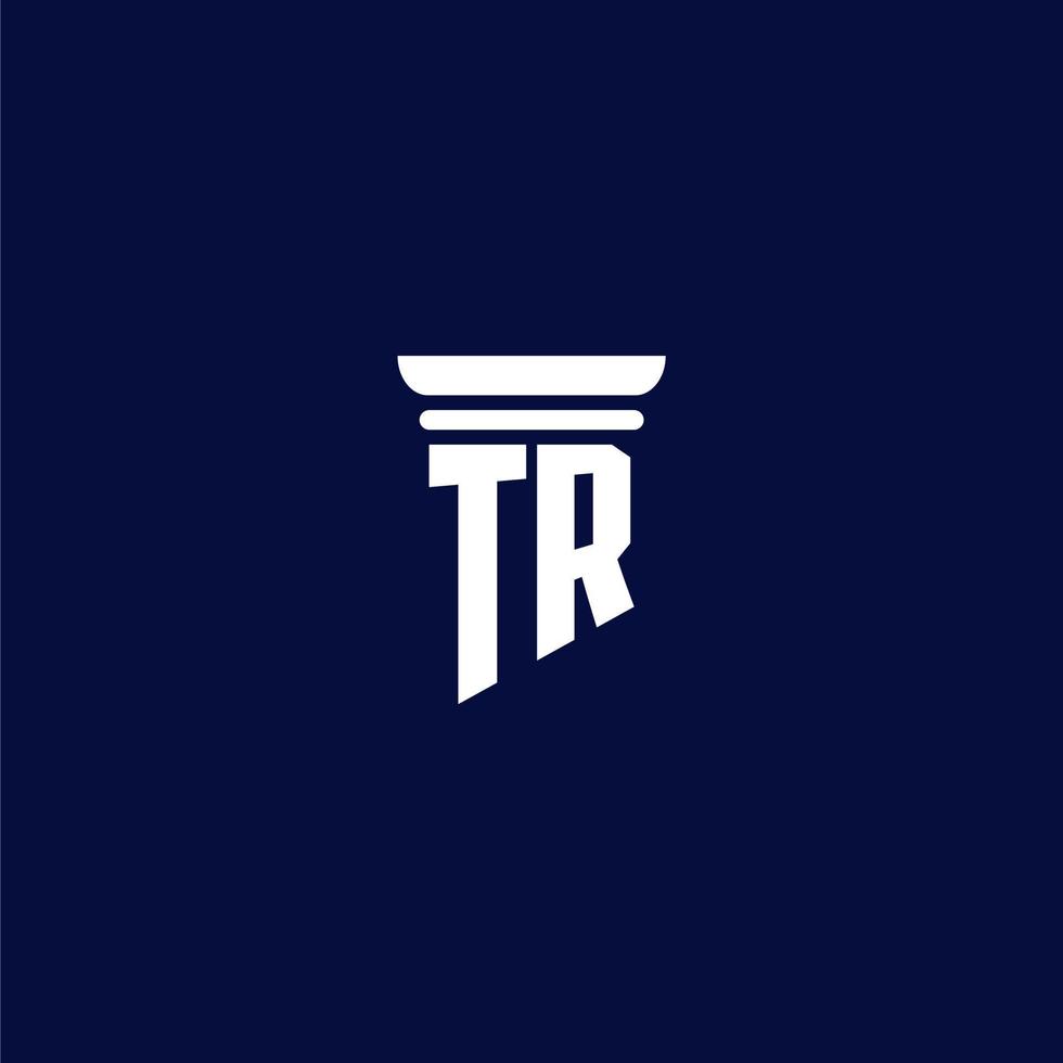 TR initial monogram logo design for law firm vector