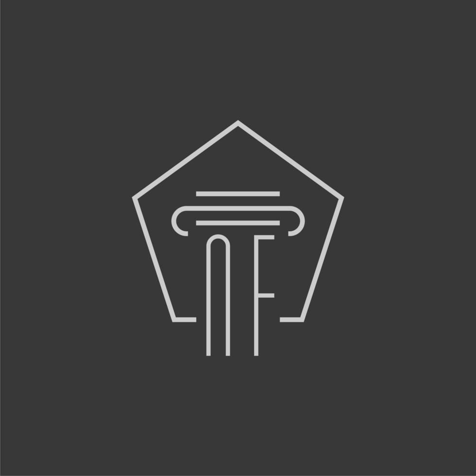initial monogram NF with monoline pillar logo design vector