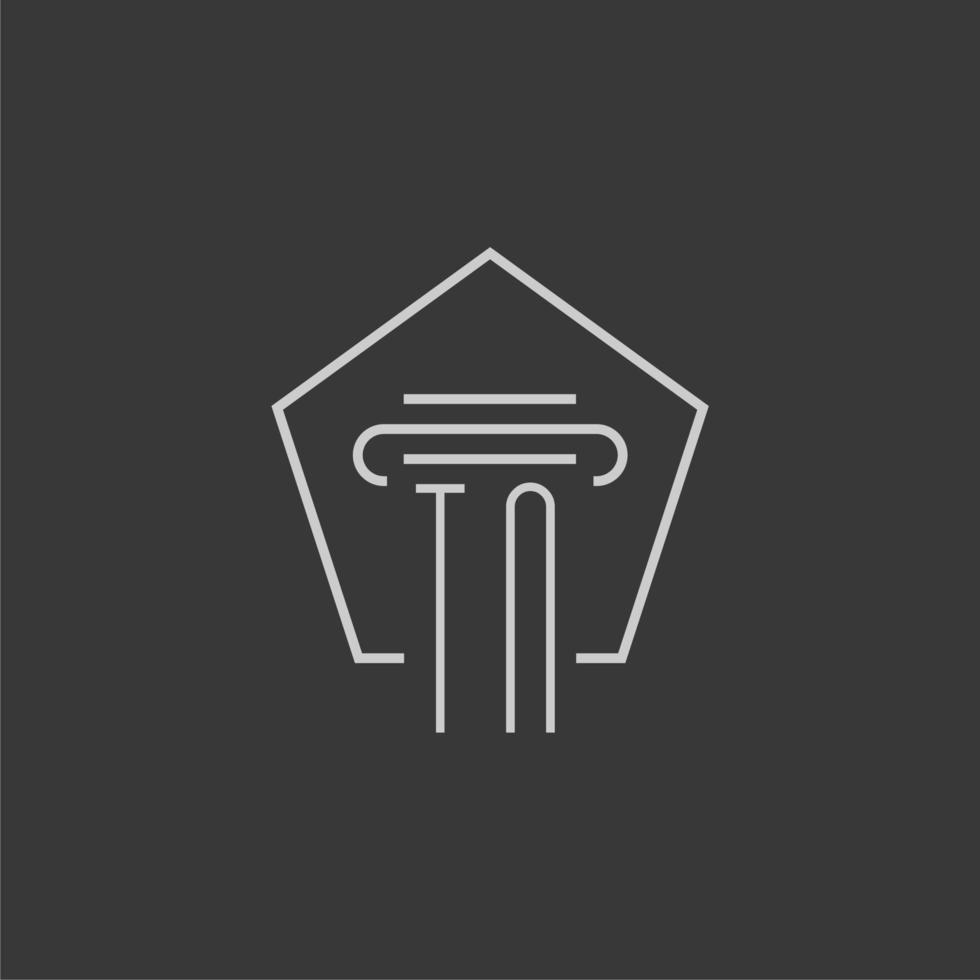 initial monogram TN with monoline pillar logo design vector