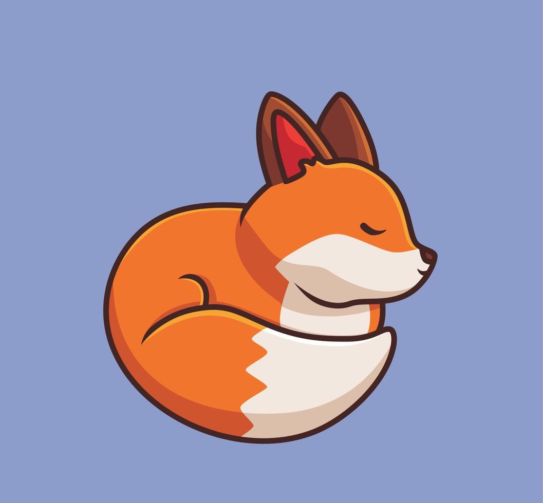 cute red fox sleeping. cartoon animal autumn season concept Isolated illustration. Flat Style suitable for Sticker Icon Design Premium Logo vector. Mascot character vector