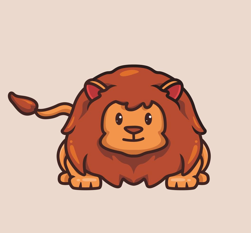 lindo cazador de leones. ilustración aislada del concepto de naturaleza animal de dibujos animados. estilo plano adecuado para el vector de logotipo premium de diseño de icono de etiqueta. personaje mascota