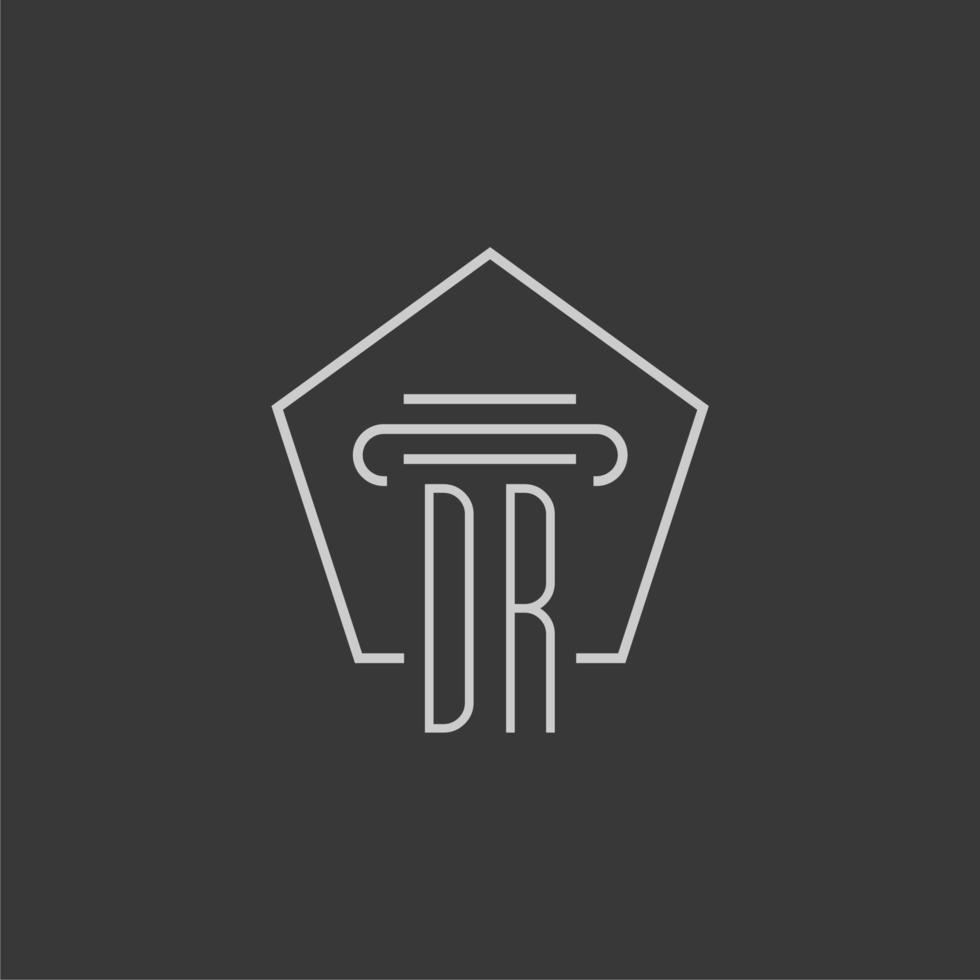initial monogram DR with monoline pillar logo design vector