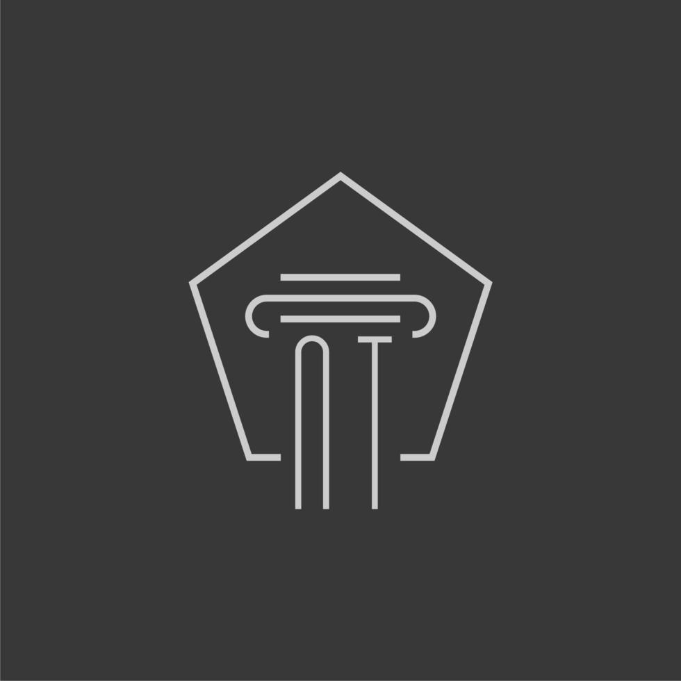 initial monogram NT with monoline pillar logo design vector