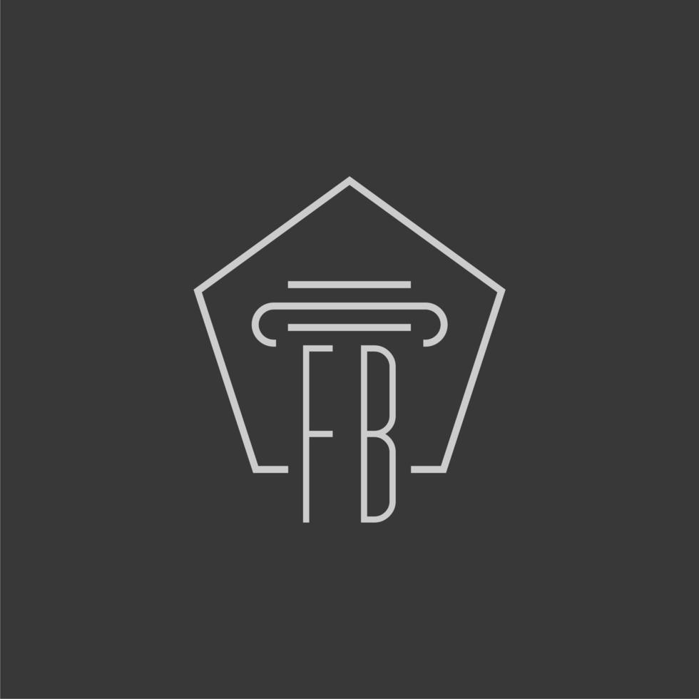 initial monogram FB with monoline pillar logo design vector