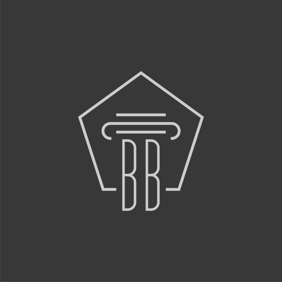monograma inicial bb con diseño de logotipo de pilar monoline vector