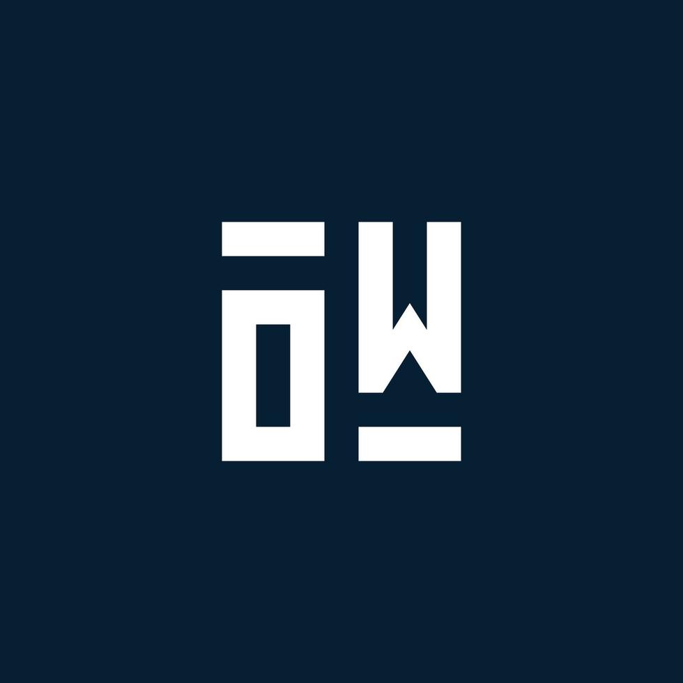 OW initial monogram logo with geometric style vector