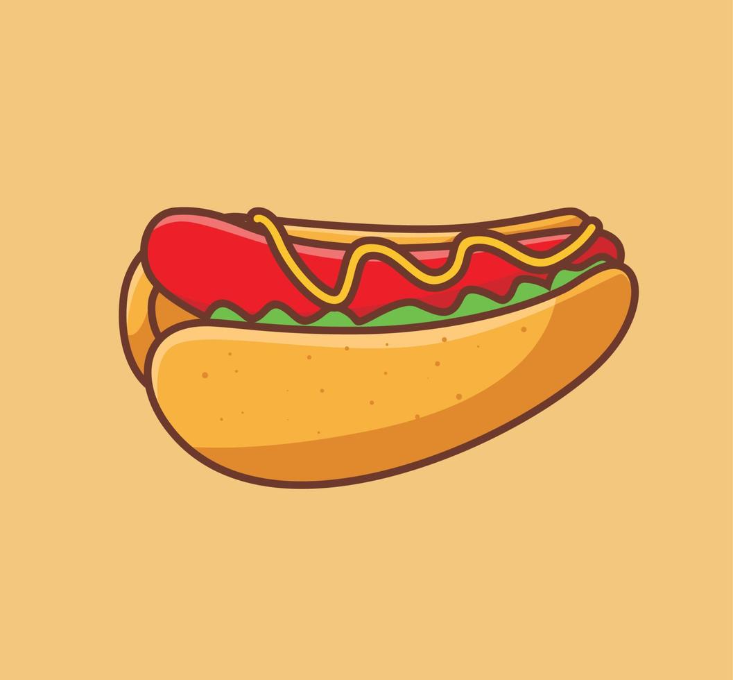 lindo hotdog mayonesa vegetal. ilustración aislada del concepto de comida animal de dibujos animados. estilo plano adecuado para el vector de logotipo premium de diseño de icono de etiqueta. personaje mascota