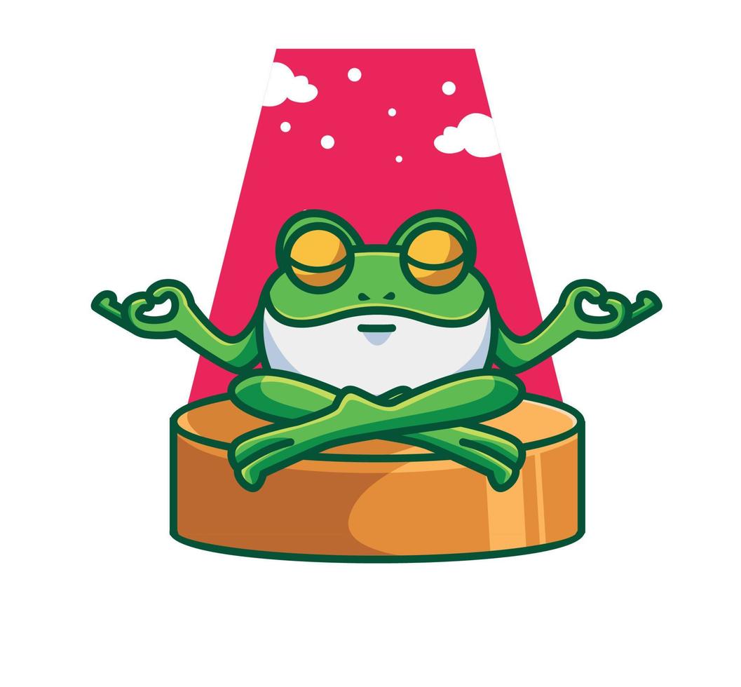 cute frog doing yoga meditation. cartoon animal nature concept Isolated illustration. Flat Style suitable for Sticker Icon Design Premium Logo vector. Mascot Character vector