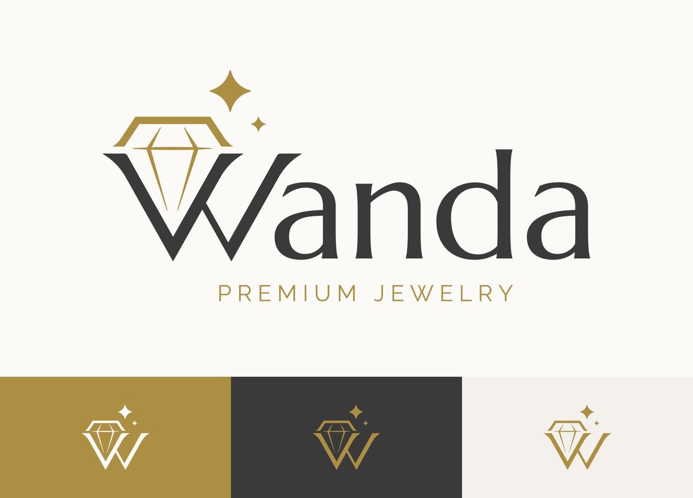 diseño de logotipo de diamante brillante de lujo vector