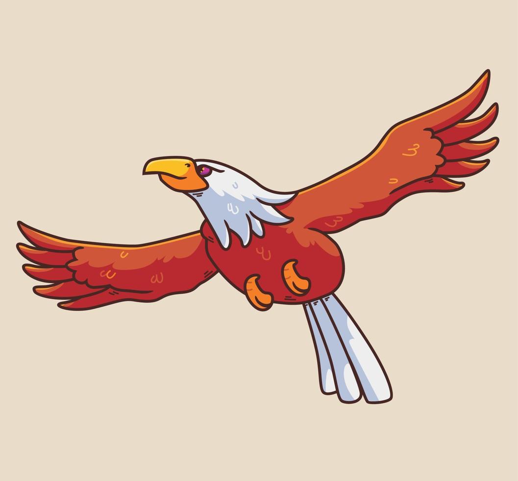 cute cartoon eagle flying. Isolated animal illustration. Flat Style Sticker Icon Premium vector