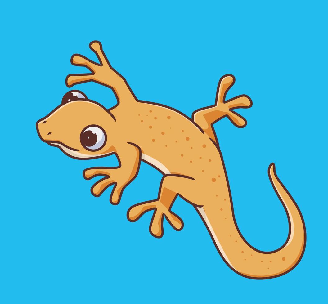wall lizard yellow. Isolated animal illustration. Flat Style Sticker Icon Premium vector