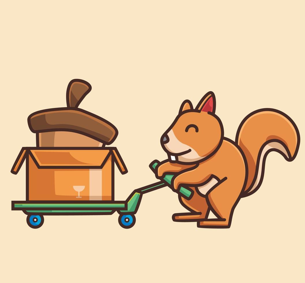 cute squirrel shop the giant nut. animal flat cartoon style illustration icon premium vector logo mascot suitable for web design banner character