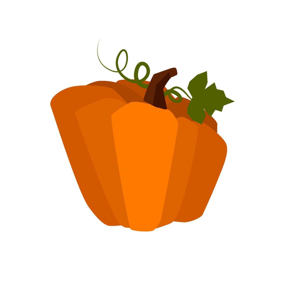 Stylized cartoon pumpkin, isolated vegetable for ui game. Vector illustration orange pumpkin in flat style.