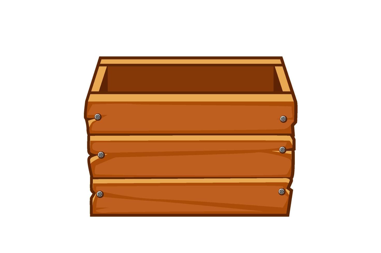 caja vieja de madera vacía para diseño gráfico. ilustración vectorial del contenedor de almacenamiento marrón para juegos de interfaz de usuario. vector