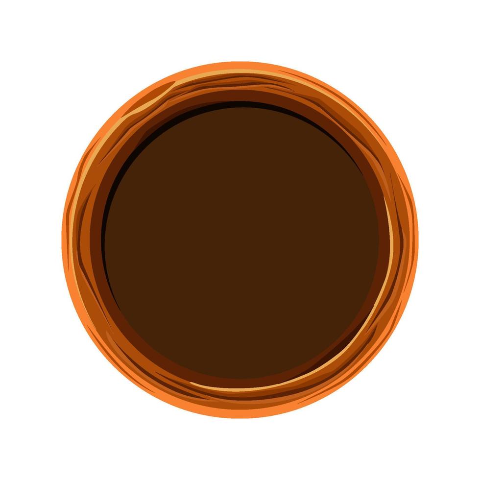 Wooden empty round frame for graphic design. Vector illustration template avatars for ui games.