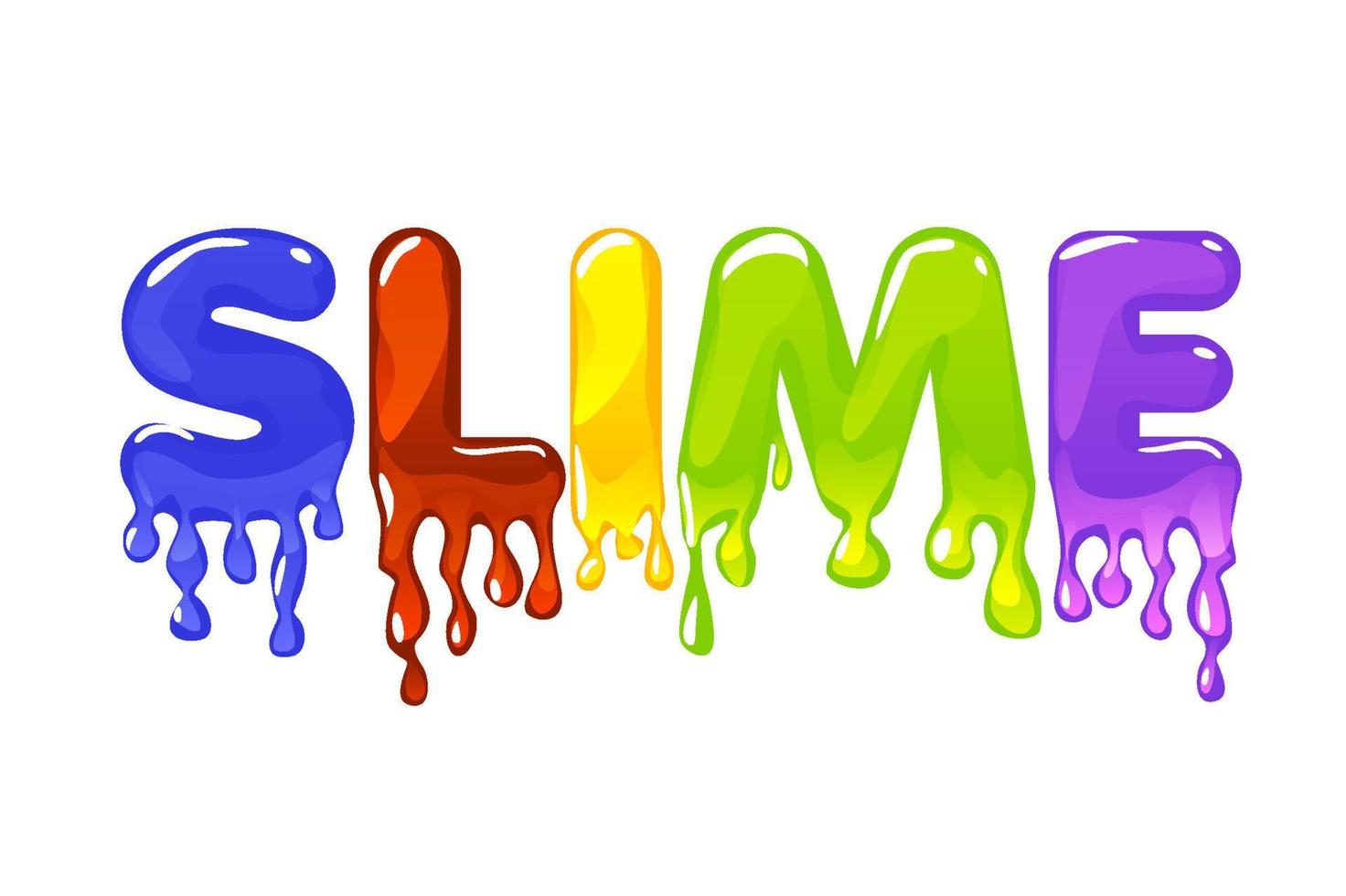 Slime multicolored text on white background for graphic design. vector