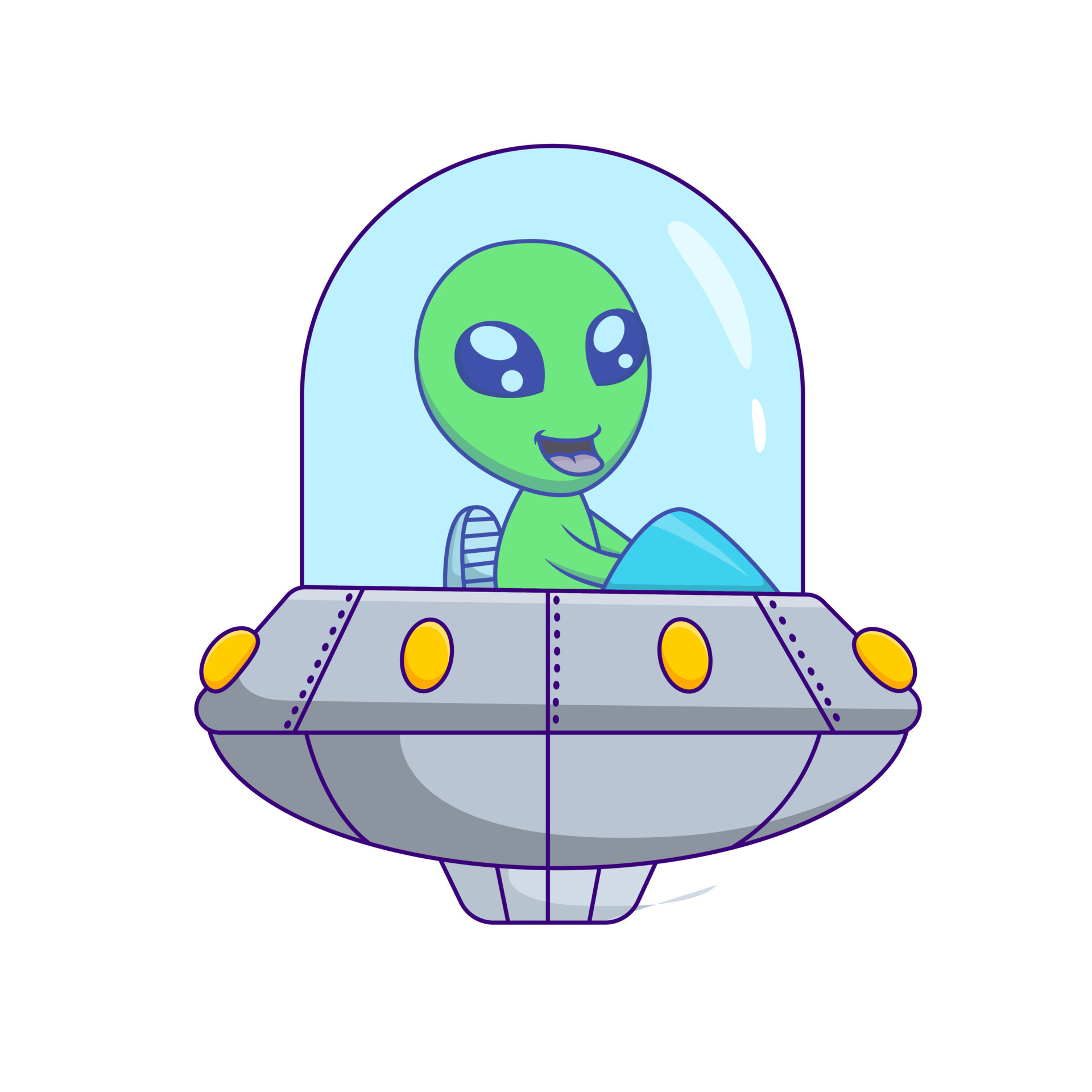 Cute alien cartoon riding a ufo. Vector illustration 10806685 Vector Art at  Vecteezy