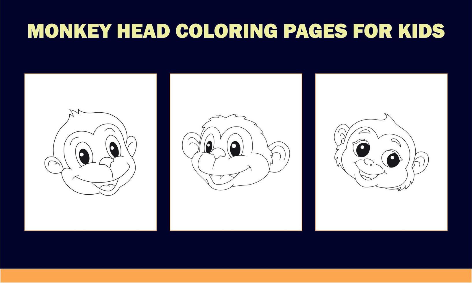 Monkey Head Coloring Book for Kids vector