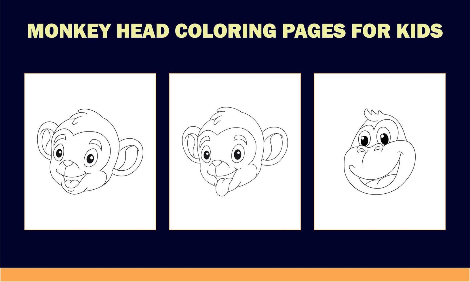 Monkey Head Coloring Book for Kids vector