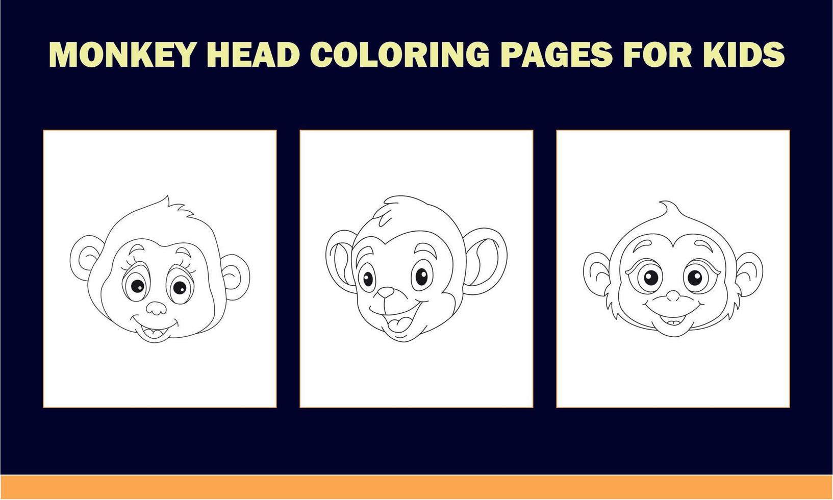 libro para colorear cabeza de mono para niños vector