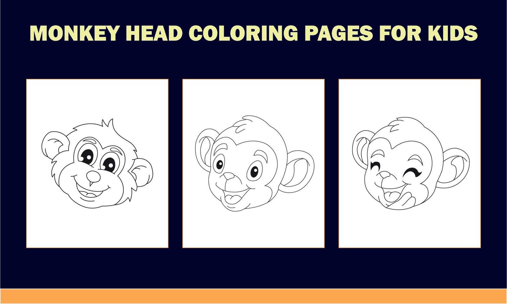 libro para colorear cabeza de mono para niños vector