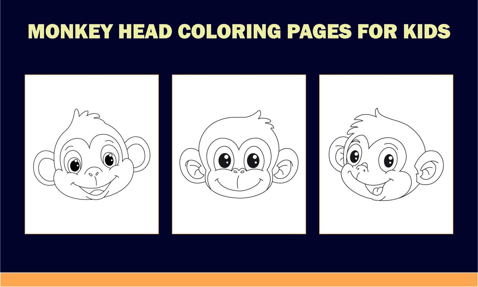 libro para colorear cabeza de mono para niños vector