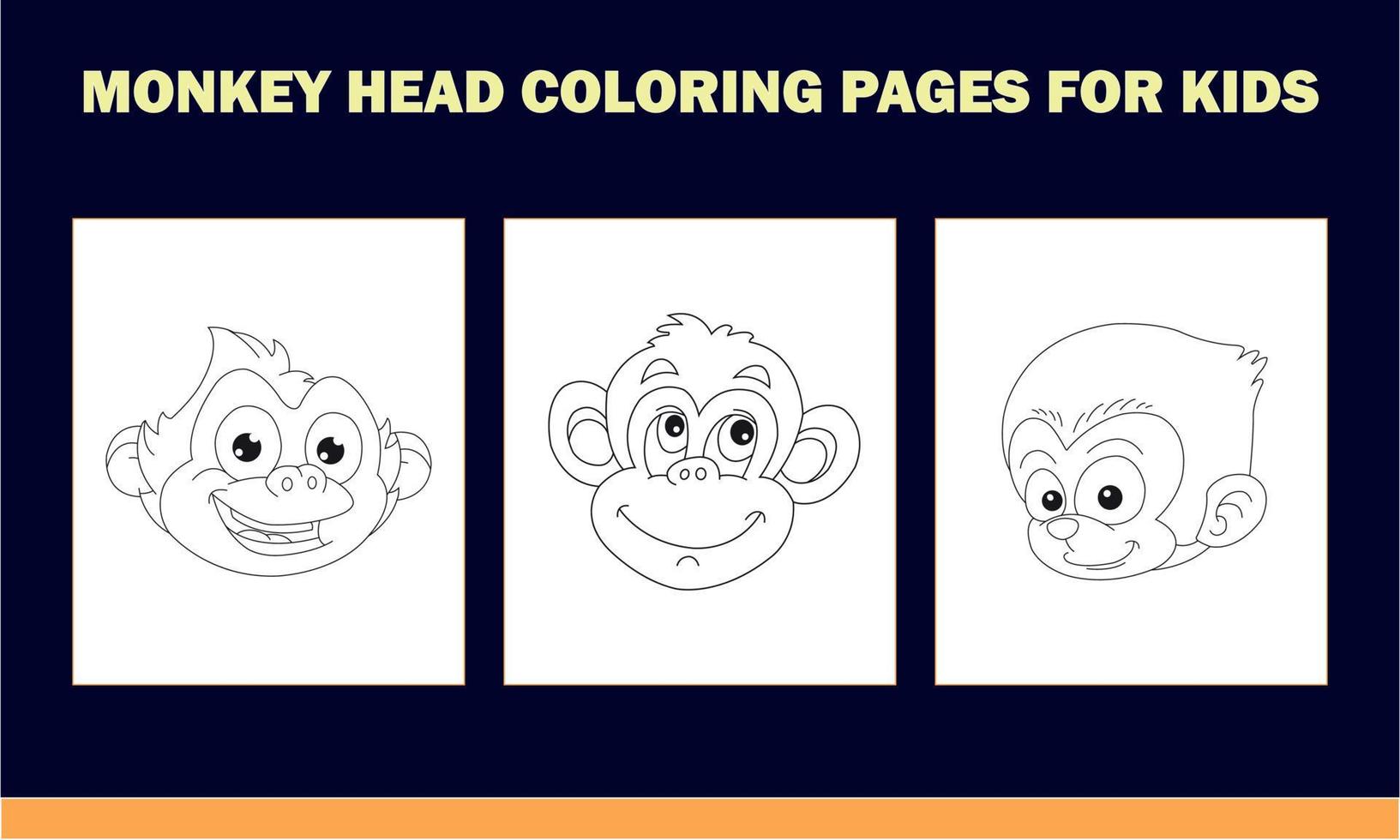 libro para colorear cabeza de mono para niños vector