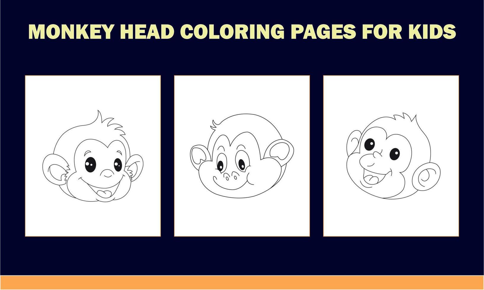 Monkey Head Coloring Book for Kids vector