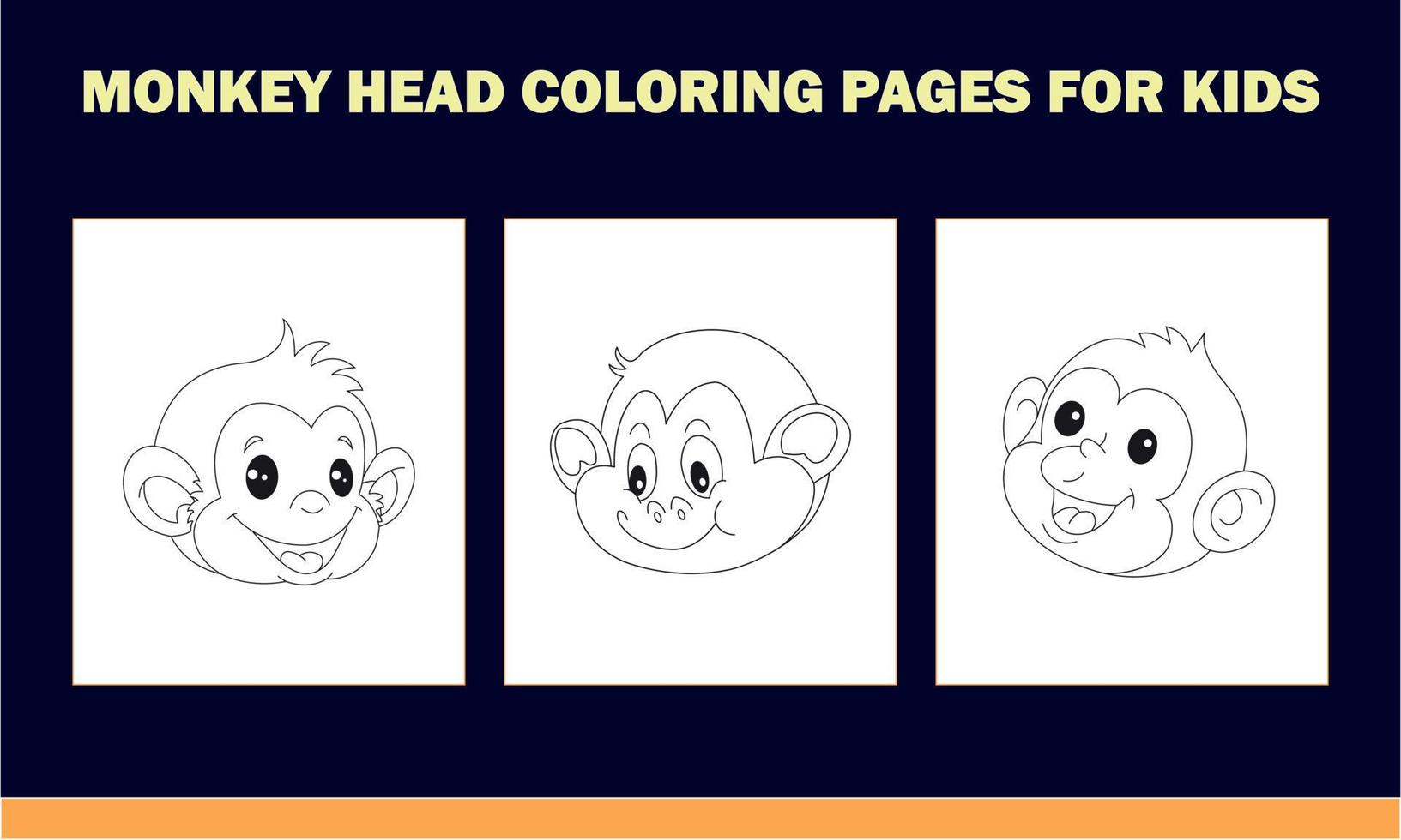 libro para colorear cabeza de mono para niños vector