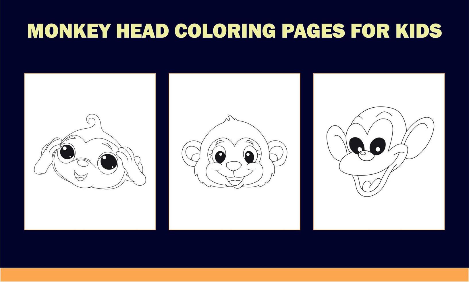 libro para colorear cabeza de mono para niños vector