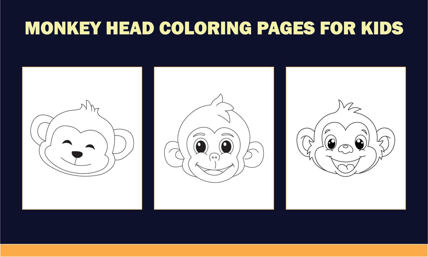 libro para colorear cabeza de mono para niños vector