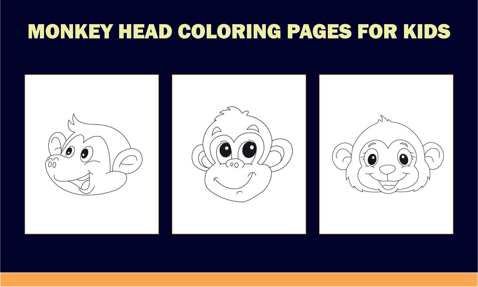 Monkey Head Coloring Book for Kids vector