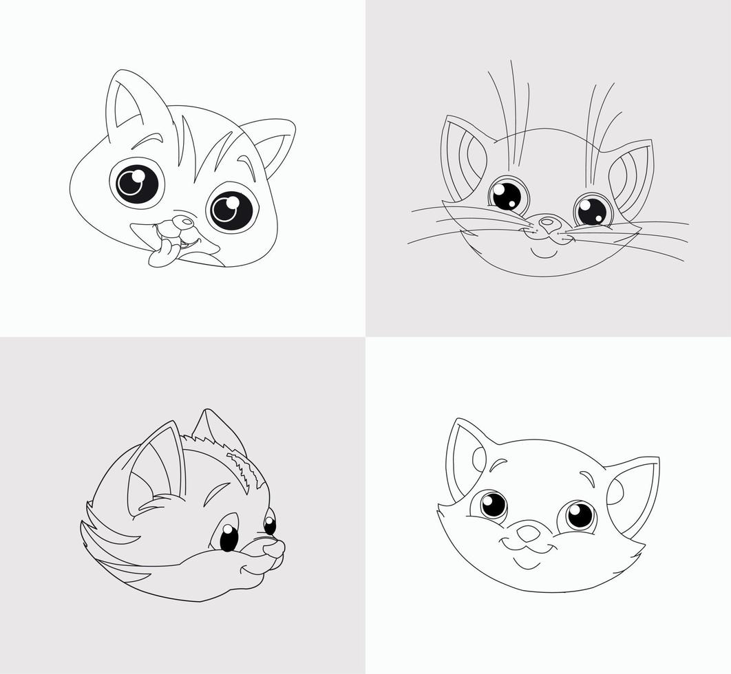 Cat Head Coloring Book for Kids vector