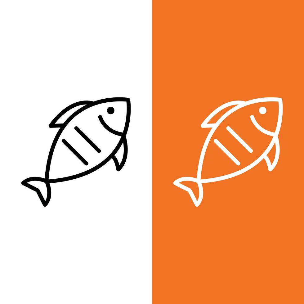 Grilled Fish Vector Icon Logo in Outline Style
