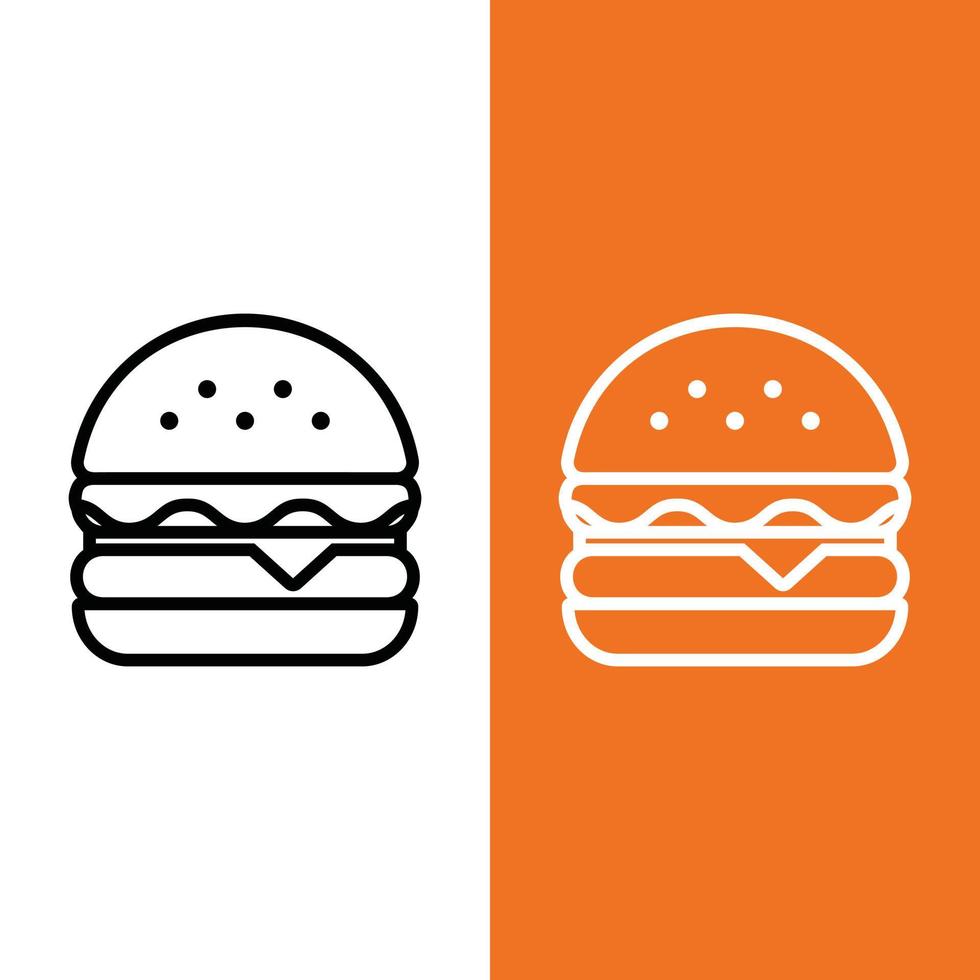 logotipo de icono de vector de hamburguesa en estilo de esquema