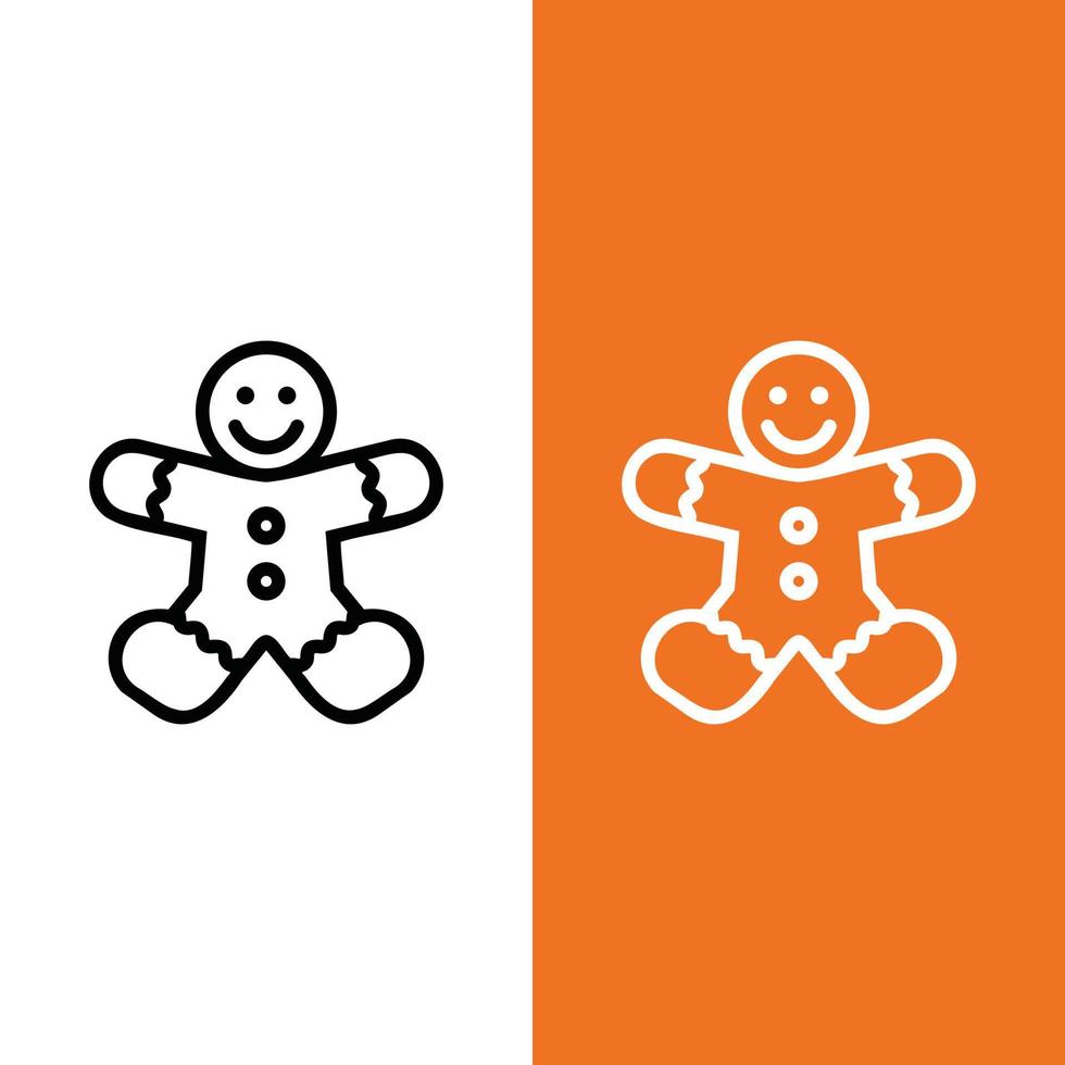 logotipo de icono de pan de jengibre de navidad de navidad en estilo de esquema vector